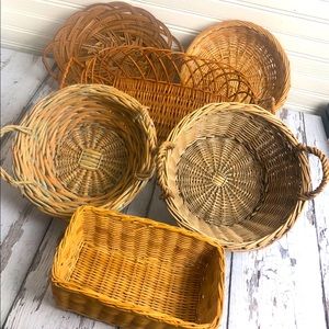 Lot of 6 BOHO Wall Baskets Art EUC